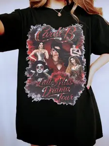 [Sale Up To 30%] + [Free Ship] Cardi Little Miss Drama Tour Shirt 2026, Rap Queen Concert Vintage Unisex Shirt, Gift For Cardii Fan Men And Women