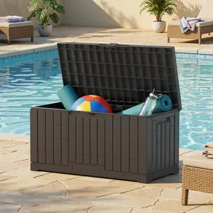 60 Gallon Waterproof Deck Box, Outdoor Storage Box for Patio Cushions & Gardening Tools, Resin Storage Bin Indoor/Outdoor Use, Lockable & UV Resistant