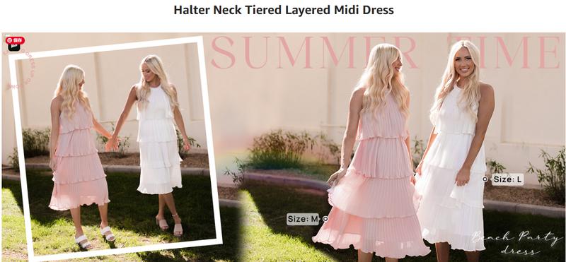 ZESICA Women's 2025 Summer Sleeveless Halter Neck Ruffle Tiered Layed Chiffon Flowy Swing Long Midi Dress ZESICA Women's 2025 Summer Sleeveless Halter Neck Ruffle Tiered Layed Chiffon Flowy Swing Long Midi Dress