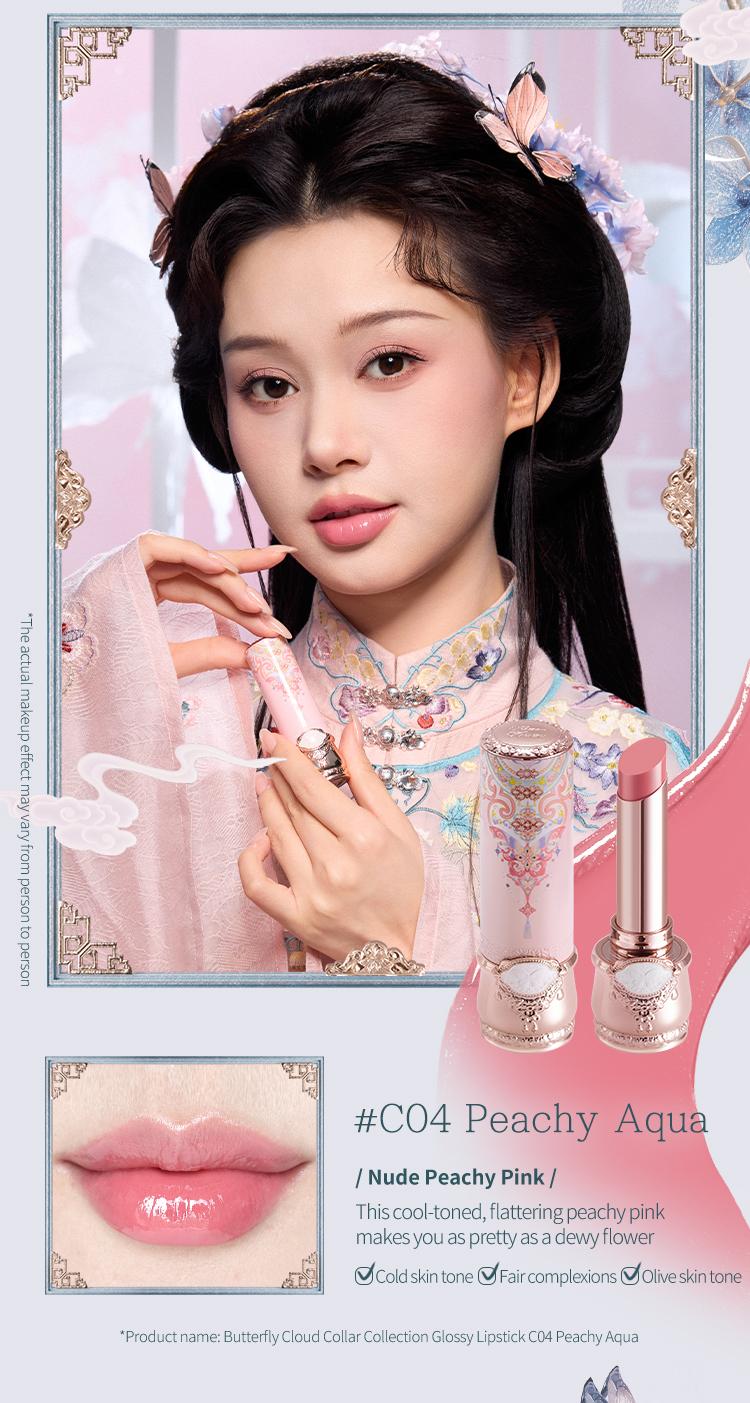 Flower Knows Butterfly Cloud Collar Collection Glossy Lipstick, High-Quality Pigmentation, Long-Lasting, Nourishing Shine, Comfortable Wear, Christmas Cosmetic Gift