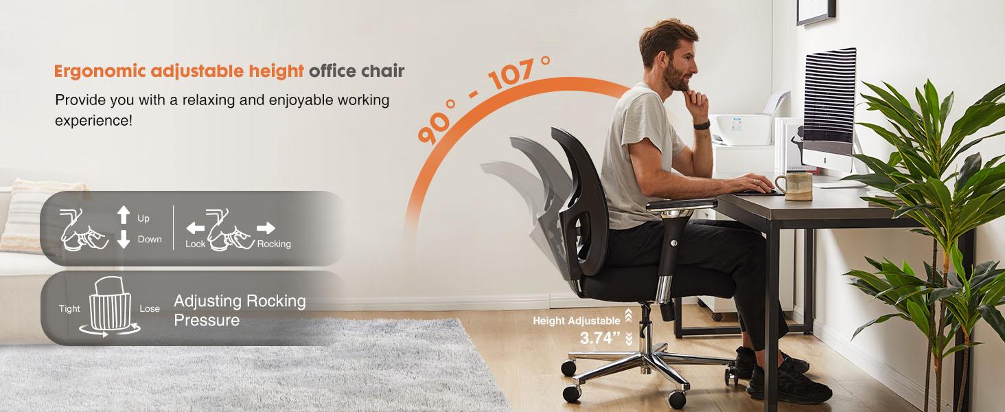 Sweet Furniture Big and Tall Office Desk Chair, 500lbs Heavy Duty Mesh Ergonomic Computer Chair with Arm and Wide Comfy Seat, Wheels for Adult