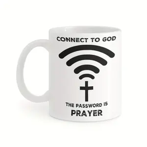 Connect To God Pattern Mug 11oz Coffee Cup Creative Gift for Friends Colleagues Novelty Office Humor All Seasons Celebrations