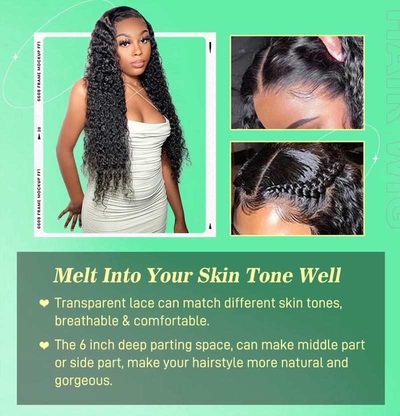 【HOT】FORGIRL FOREVER 13x6 Water Wave Lace Frontal Wig 180% Density Straight Human Hair Lace Front Wig Pre plucked Deep Curly Wave Wig For Women