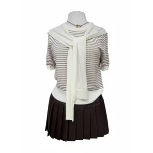 Cafe au Lait Scarf Knit Top