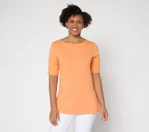 Denim & Co. Essentials Regular Favorite Jersey Boat Neck Tunic