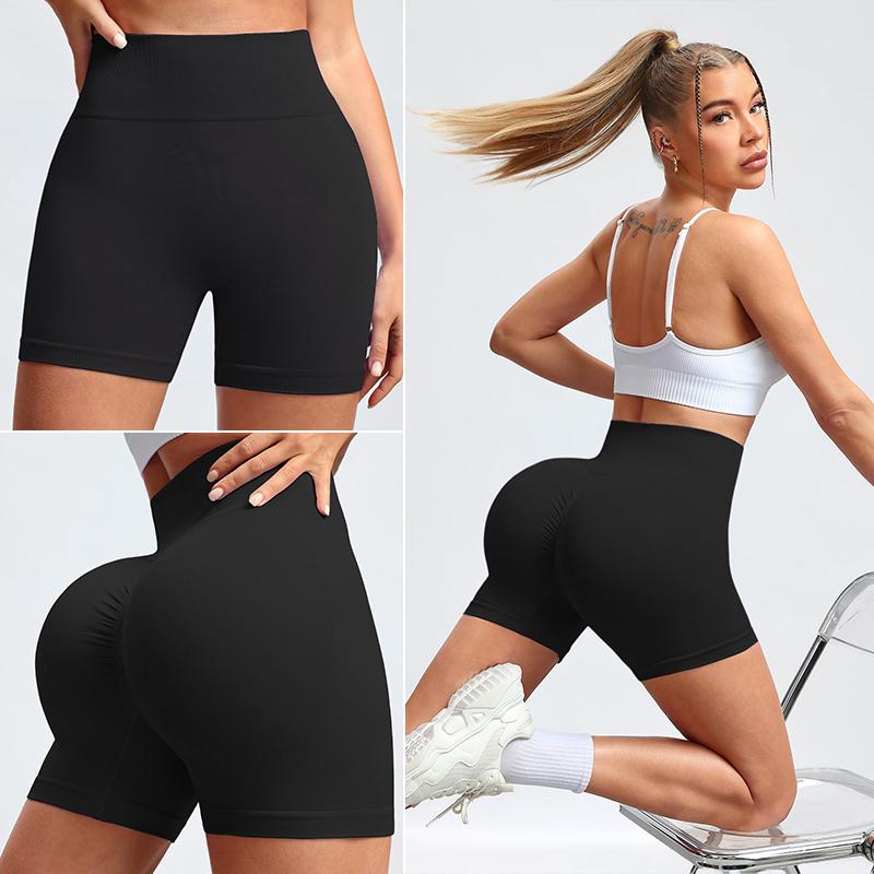 [Shop and Receive a Gift] Women's sports shorts, high-waisted, tummy-controlling, hip-lifting, seamless yoga shorts, suitable for gym workouts, yoga, running, and sportswear.
