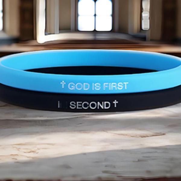 God Is First IM SECOND Christian Bracelet! Engraved Bible Verses, Cross Silicone Rubber, Faith-Based Gift for Women Men, Religious Easter Gifts