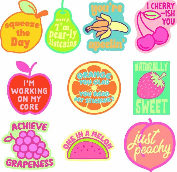 Fruits Sticker Extra Large Stickers for Adults Funny Adhesives with Memes Funny Stickers with Colorful Graphic Decals Funny Food  Multi