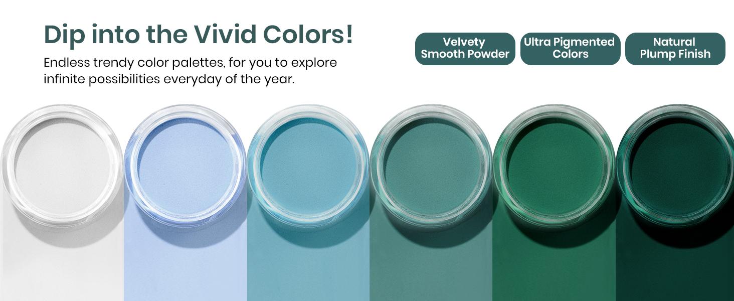 Beetles Dip Powder Nail Kit, 6 Winter Colors White Bule Green Natural Nail Dip Powder Kit Starter Set French Nail Art Manicure Salon No Need Nail Lamp Cured Glossy Lake DIY Gifts for Women