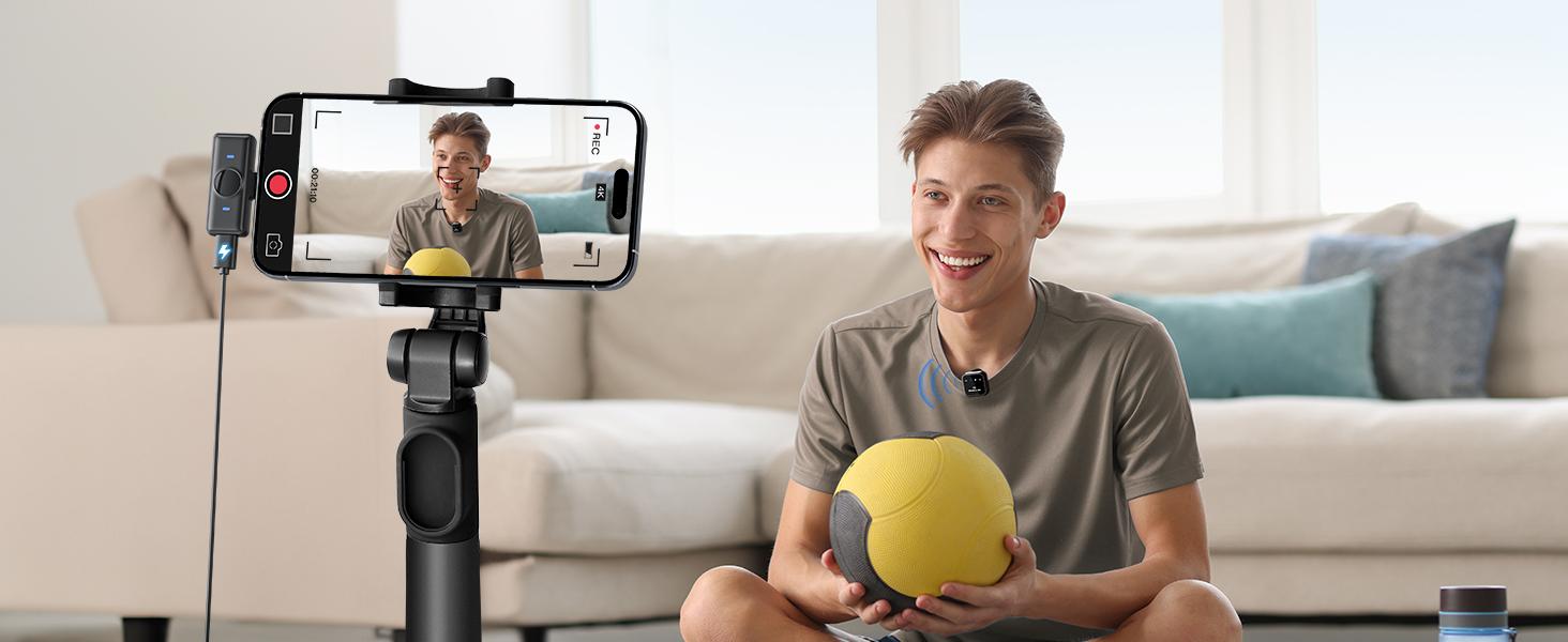 KUKIHO Wireless Lavalier Microphone for iPhone iPad Android With Charging Case Audio Smartphone