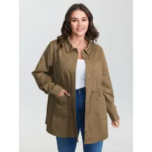 BLOOMCHIC Women's Light Pure Cotton Drawstring Washed Effect Coat - Smooth Fabric Tops Garment, 2026 Spring Break Gift for Mother's Day 2026 Summer Vibes