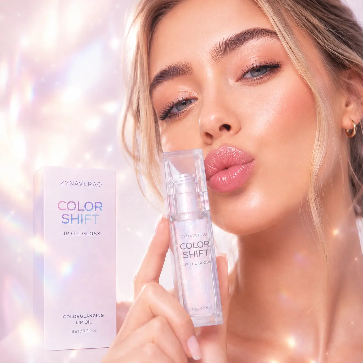 Color Shift Lip Oil Gloss Long Lasting Pearlescent Shimmer Finish Hydrating Glassy Lip Lacquer Liquid Lip Gloss for Glossy Cosmetic Makeup with Glitter Effect
