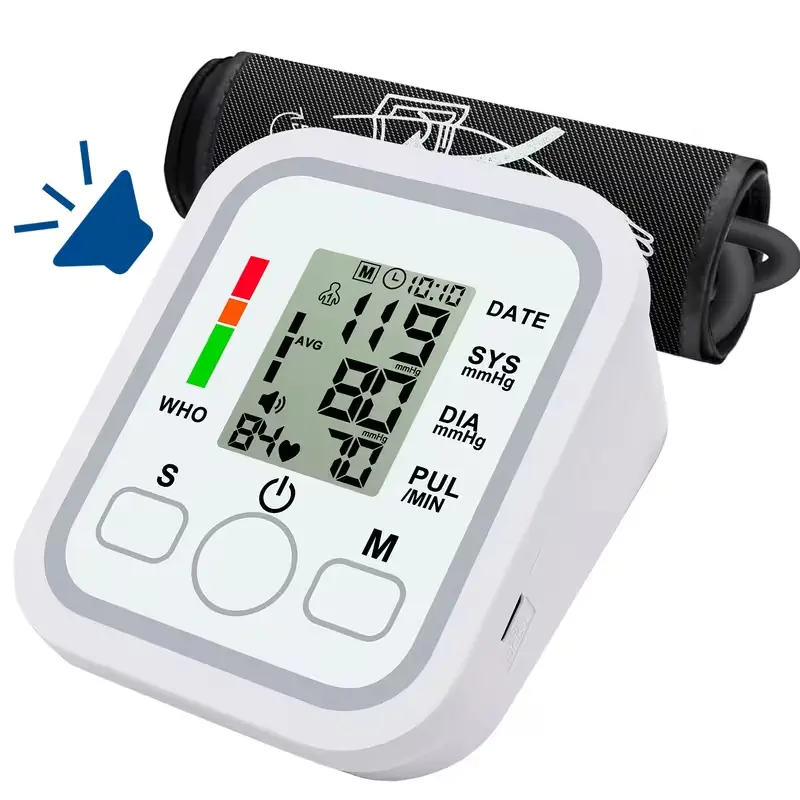 Upper-Arm Digital Blood Pressure Monitor for Home Use, Blood Pressure Monitoring Home BP Machine, 1-Touch Operation, Color-Coded Indicator Lights, Irregular Heartbeat Alert, Voice Function