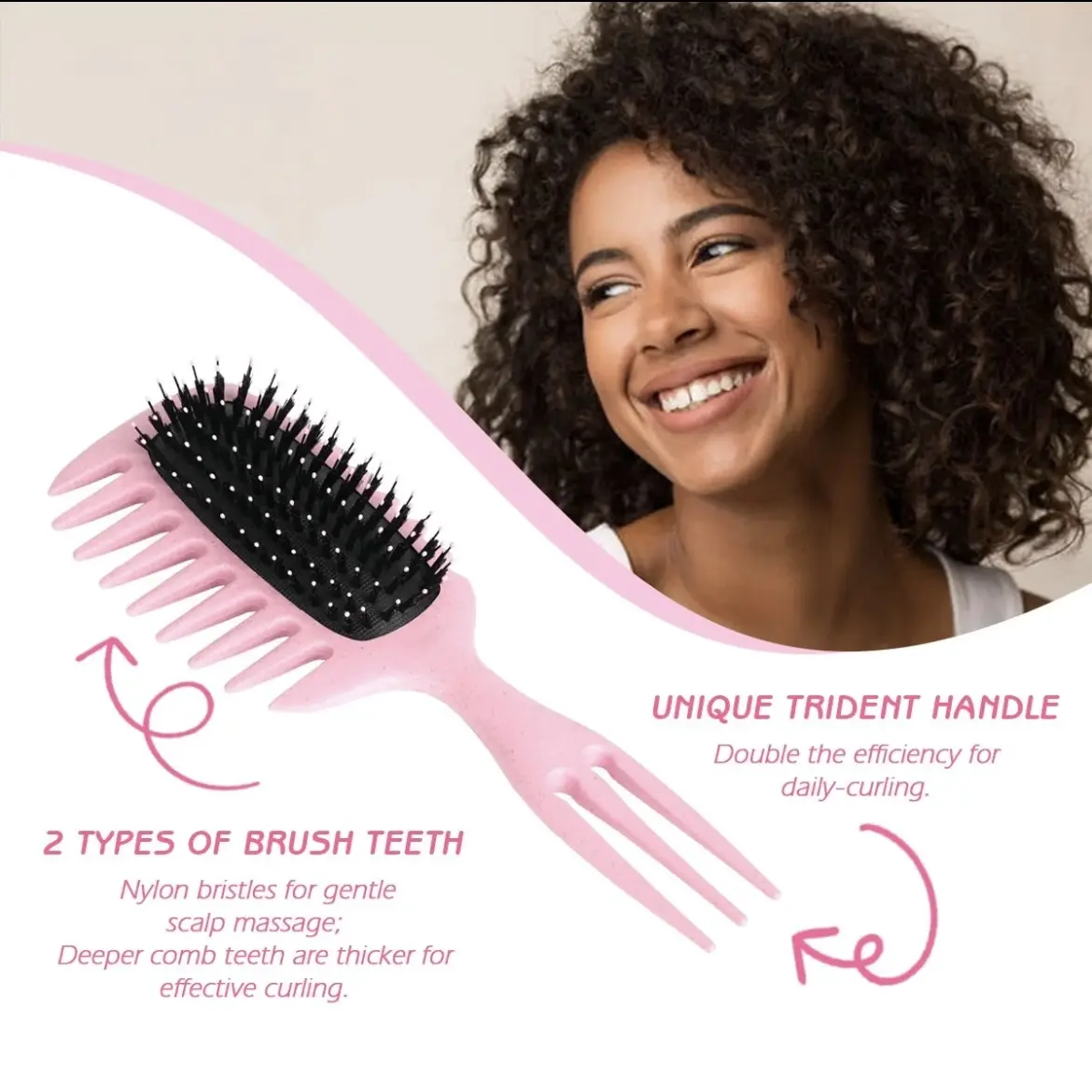 Upgraded Version Curl Defining Brush — Vented Hair Brush for Detangling, Shaping, and Defining Curls for Women and Men, Gentle on Hair, Wide-Tooth Design for Effortless Shaping & Definition, Anti-Tangle Vintage Hair Brush