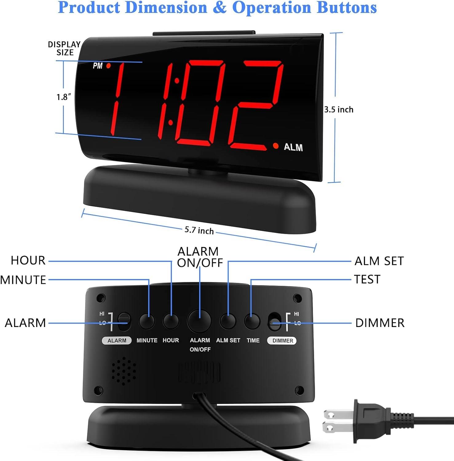 Mini Size Mirror LED Clock Simplicity Colorful Alarm Clocks Ultra Portable Travel Bedroom Bedside Clock 12/24H Display 6.3inches Large Display LED Digital Snooze Time Date Temperature Memory 3 Brightness Adjustable USB/Battery Powered Living Office Desk