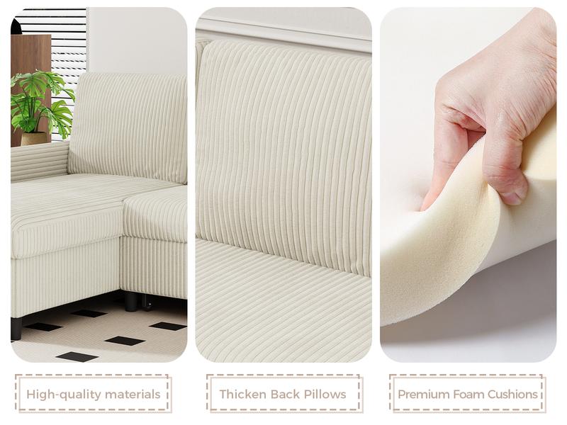 Walsunny Classic Convertible Sleeper Sofa, Pull Out Couch with Storage, 77" L-Shaped Sofa Bed with Storage Chaise Corduroy Fabric for Living Room, Apartment, Small Space Walsunny Classic Convertible Sleeper Sofa, Pull Out Couch with Storage, 77" L-Shaped Sofa Bed with Storage Chaise Corduroy Fabric for Living Room, Apartment, Small Space