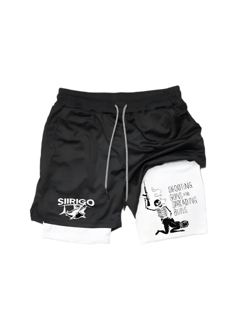 Anime-Style Sports Shorts for Men Two-Piece Double-Layer High-Quality Polyester Quick-Dry & Breathable 20 Versatile Styles Multi-Function