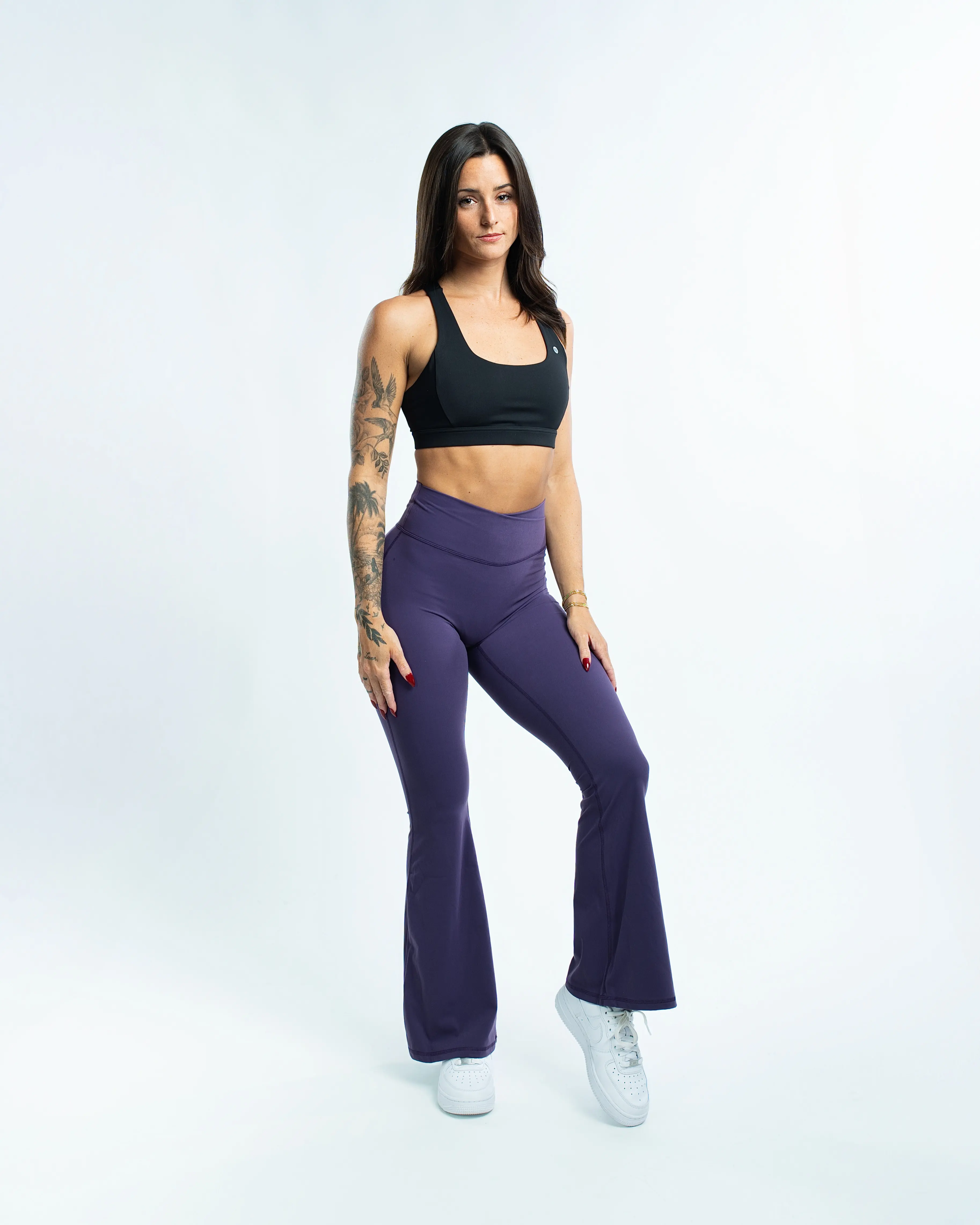 EKKO Womens Seamless High Waisted Crossover Flare Leggings