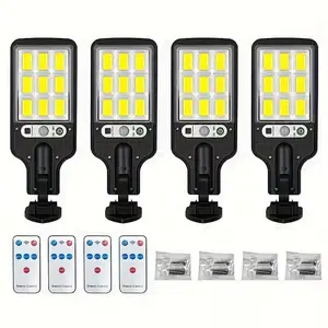 4PCS Solar Motion Sensor Wall Lights, IP44 Waterproof, 108 COB LED Security Lights with Remote - 3 Modes for Garden Yard Porch Garage, Perfect for Christmas & New Year Home Decor