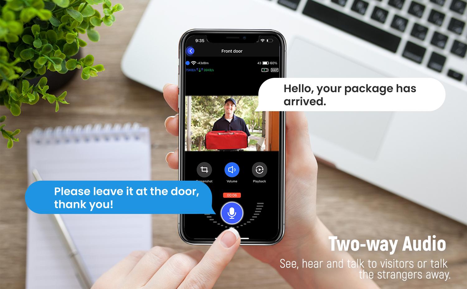 1080P Wireless Video Doorbell Camera, AI Human Detection, Live View, Cloud Storage, Night Vision, Two Way Audio, Instant Alert, 2.4G WiFi Only, Indoor/Outdoor Surveillance Cam for Home Security System(Live View and Cloud Storage require a Subscription)