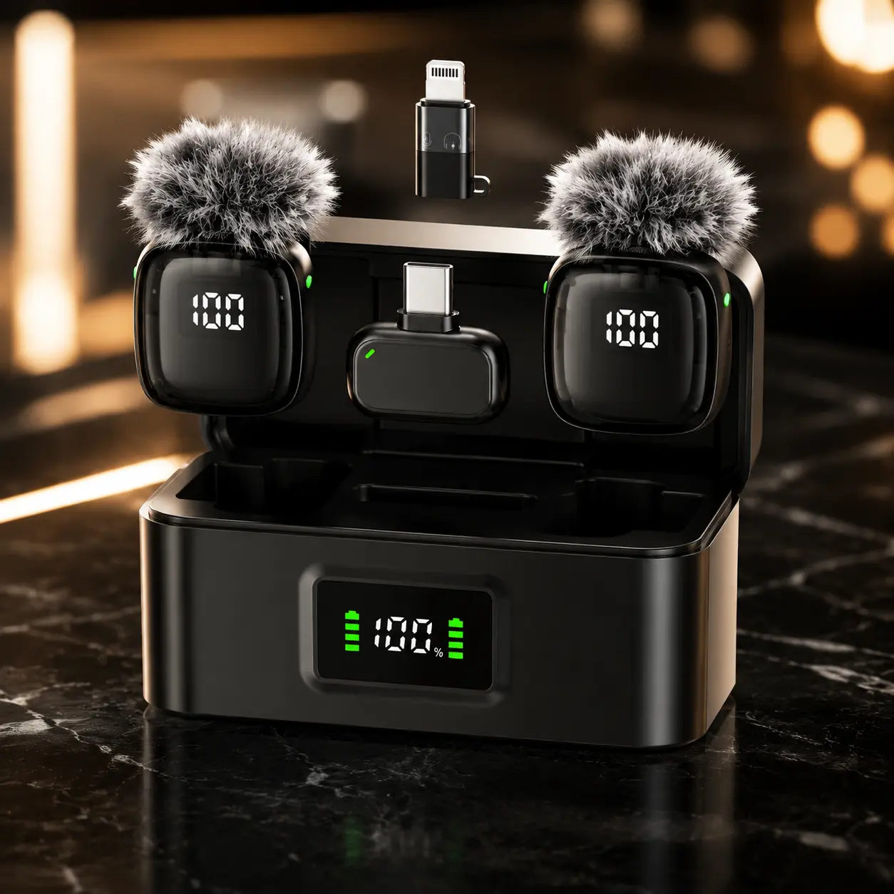 Upgraded AI Noise Canceling Wireless Lapel Microphone, 2 Pack Mini Clip-on Mic with Charging Box, Omnidirectional Recording Mic for TikTok/Video/Vlogging/Interview, No Delay, Support While Charging