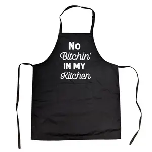 Cookout Apron No Bitchin In My Kitchen Grilling Baking Cooking Gift for Her Mom Funny Aprons Adjustable Household Items Graphic Print Funny Food Cover Novelty Cooking Aprons for Men Black