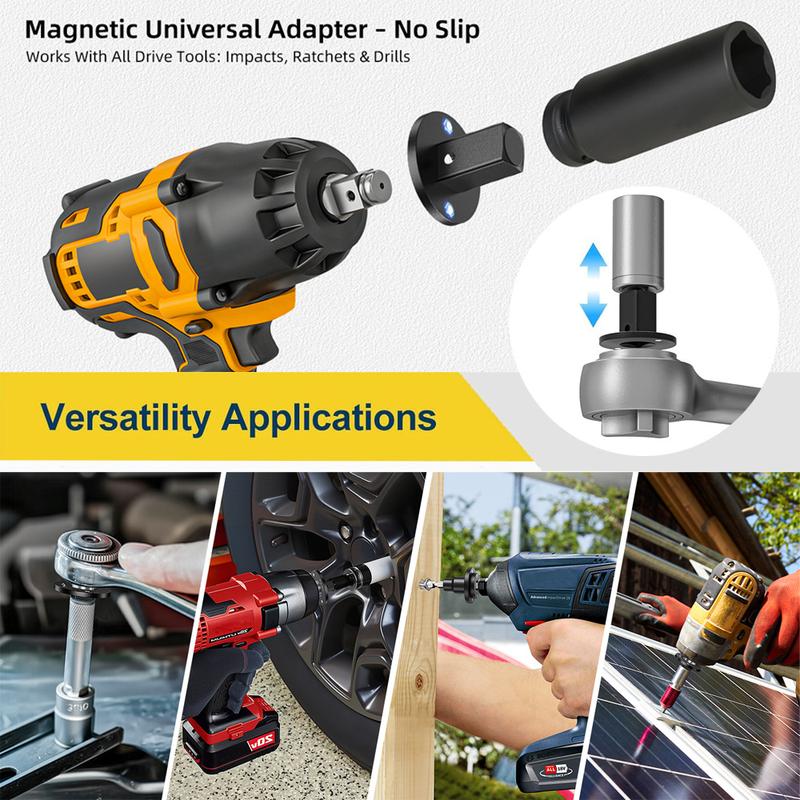 VAYWET 2026 New Low Profile Impact Socket Adapter Set, Industrial Drive Ratchet & Wrench Adapter Set Stainless Steel Industrial Drive Ratchet & Wrench Adapter Set for Tight Spaces, 4PC Hardware Kit: 3/4" to 1", 1/2" to 3/4", 1/2" to 3/8", 1/4" to 3/8"