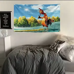 Funny Surfing Chicken Tapestry Wall Hanging 60x90cm Meme Flag