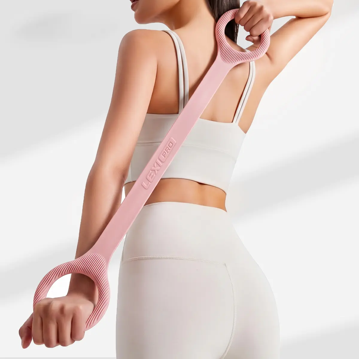 SummerVibes LEXI Figure 8 Resistance Bands for Women's Muscle Exercise, At-Home Gym Equipment, Calisthenics Tools for Arms & Chest Expansion, Yoga Stretching & Quick Workouts (White)