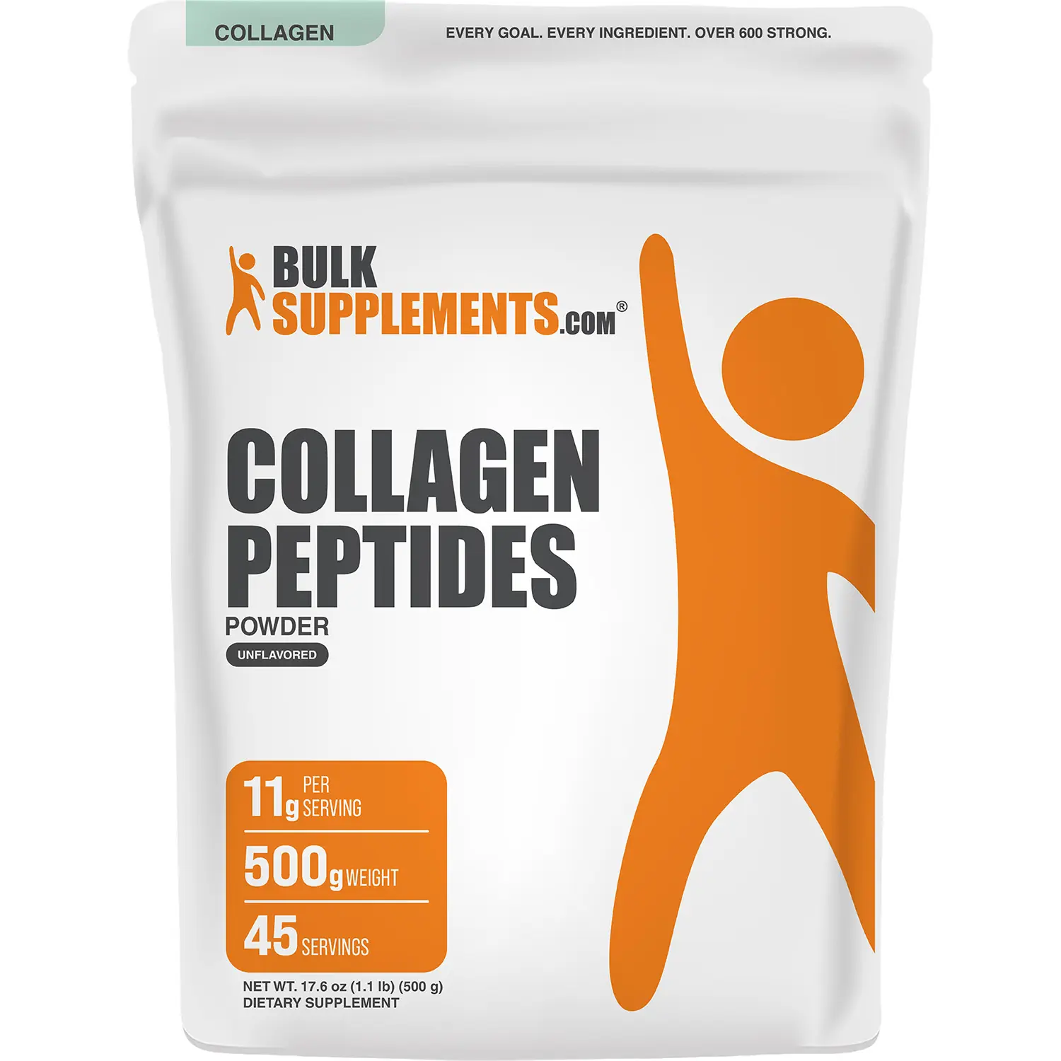 BulkSupplements Bovine Collagen Peptides Powder - Beauty & Nutritional Supplement for Skin Care, Selfcare, Hair Support - 500g, 11g per Serving, Aids Wound Healing, Nail Health, Glow Up, Adults