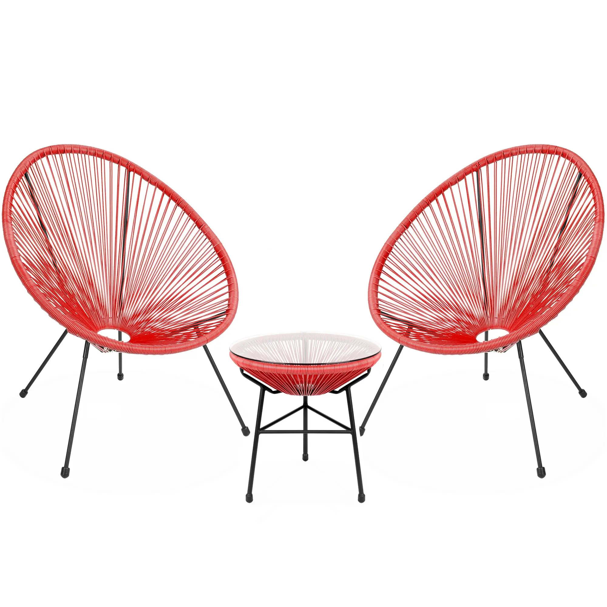 Barton 3 PCS Rattan Patio Bistro Set Outdoor Acapulco Chair Set All-Weather, Patio Chairs Set, Outdoor Furniture Set