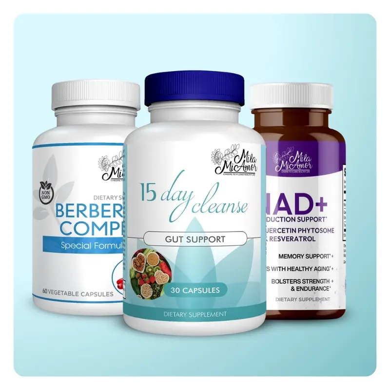 The EternaWell Kit | NAD+ Cellular Energy & Anti-Aging Supplement | 15 Day Cleanse Gut Support | Berberine Complex Healthy Body Support