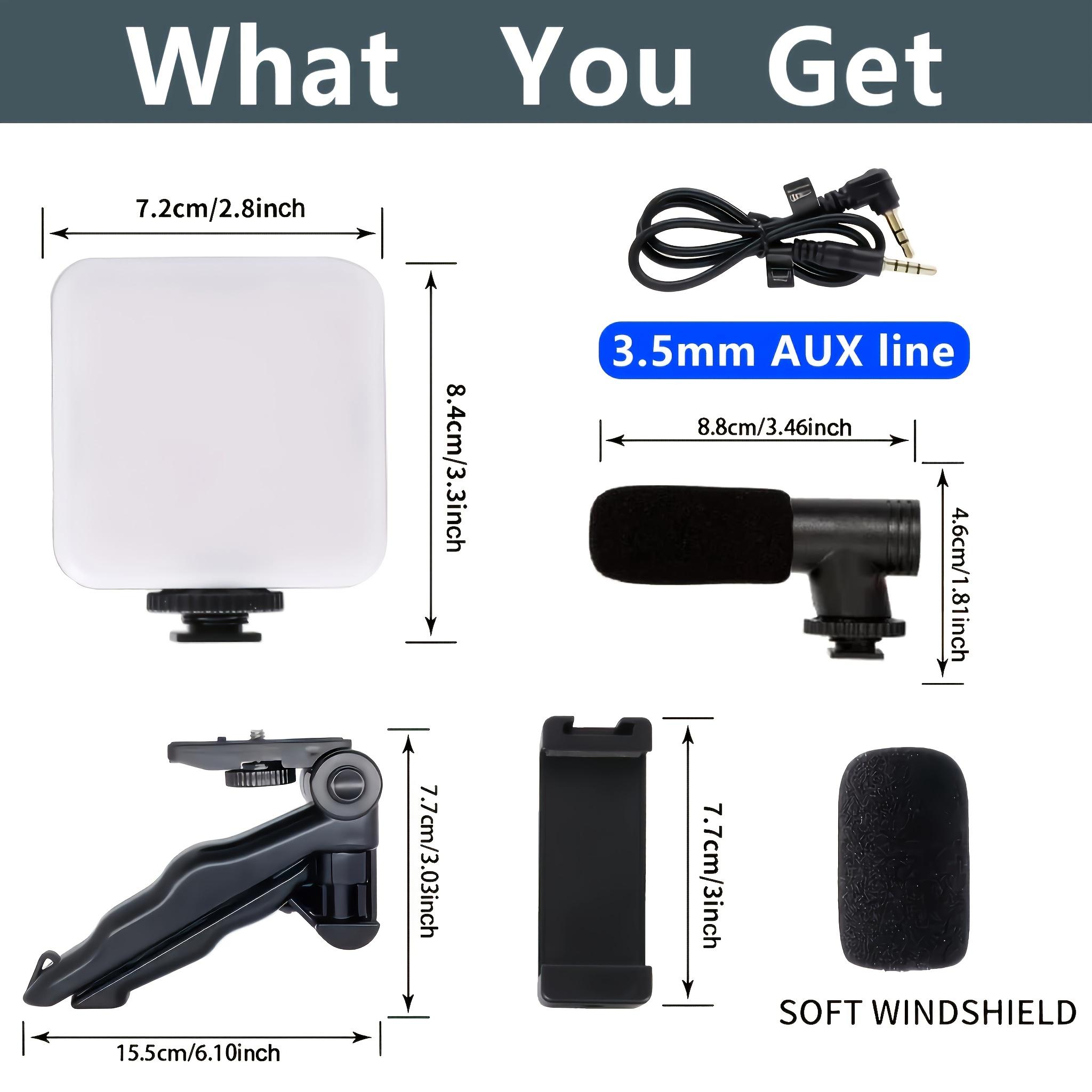 Portable foldable live streaming stand, portable tripod selfie stick with LED lights and microphone, Black phone holder, Selfie accessory.excellent gifts for Christmas and new year，Must-buy on Black Friday