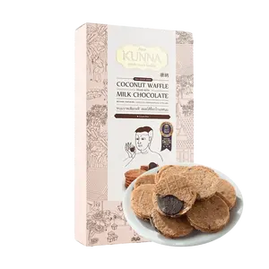 KUNNA Coconut Waffle Cookies Milk Chocolate - Gluten-Free, International Taste Award Winner, 90g Thai Snack