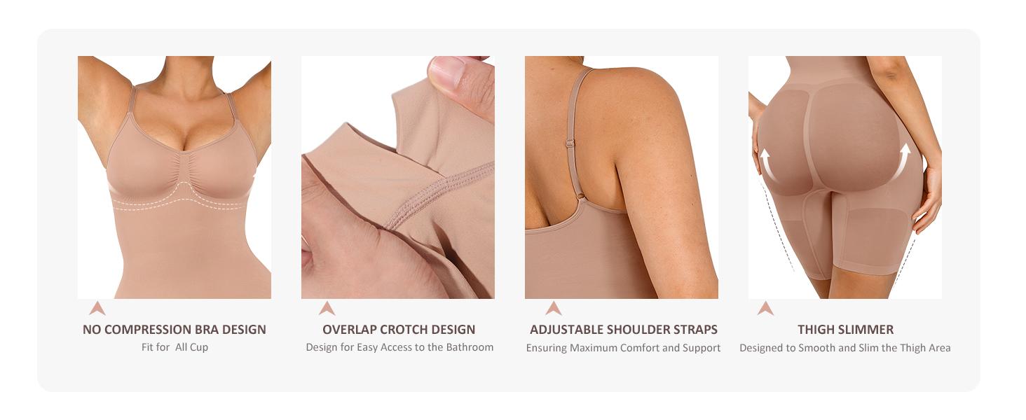 FeelinGirl #Live1 Women's Shapewear OutdoorFun Full-Body Bodysuit with Tummy Control and Butt Lifter Womenswear Underwear 1 Springtok