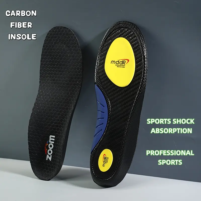 Model 5204 Unisex Carbon PU Athletic Shoe Insoles - for Running Sneakers, Gym Workouts, with Ergonomic Arch Support, Shockproof Heel Pad, High-Elastic Cushioning, Foot Pain Relief, Quick-Dry, Unscented, All-Season Use