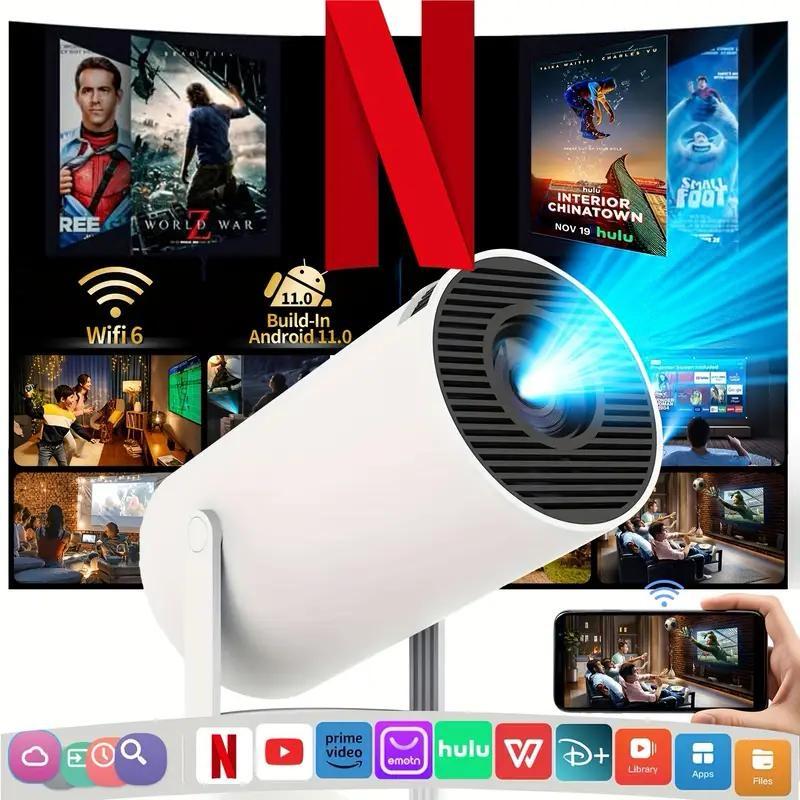 Portable Projector 2.4/5G WiFi 360° HD LED 200 InchScreen Built-in Speaker Multifunctional Projector forHome Cinema and Outdoor Use