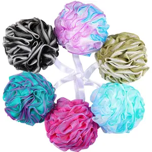 75g/Pc Large Loofahs Shower Sponge, Exfoliating Body Scrubber Shower Scrunchies Mesh Pouf Bath Sponges - Pack of 6