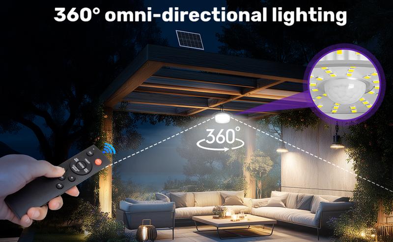 2026 Solar Shed Light, Portable Solar Pendant Lights Outdoor, 244 LED 360° Glow Waterproof Shed Light, 5 Modes Waterproof Floodlight with Remote Control for Shed, Barn, Gazebo, Yard, Patio, Garage