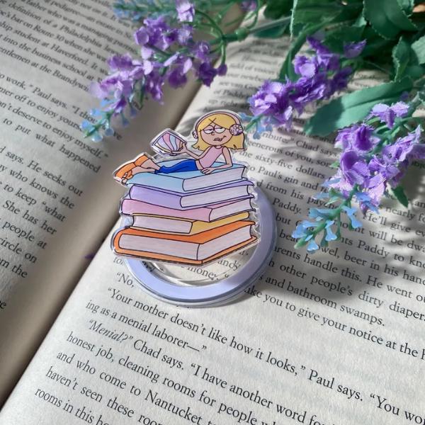 MagSafe Magnetic Phone Kindle E Reader Grip, Book Stack Pink Bow Coquette Concha Cherry Emotional Goose Pop Socket