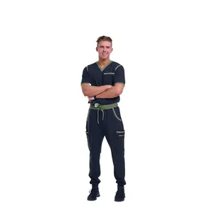 Men's Jet Black / Olive Jogger Scrub Pants