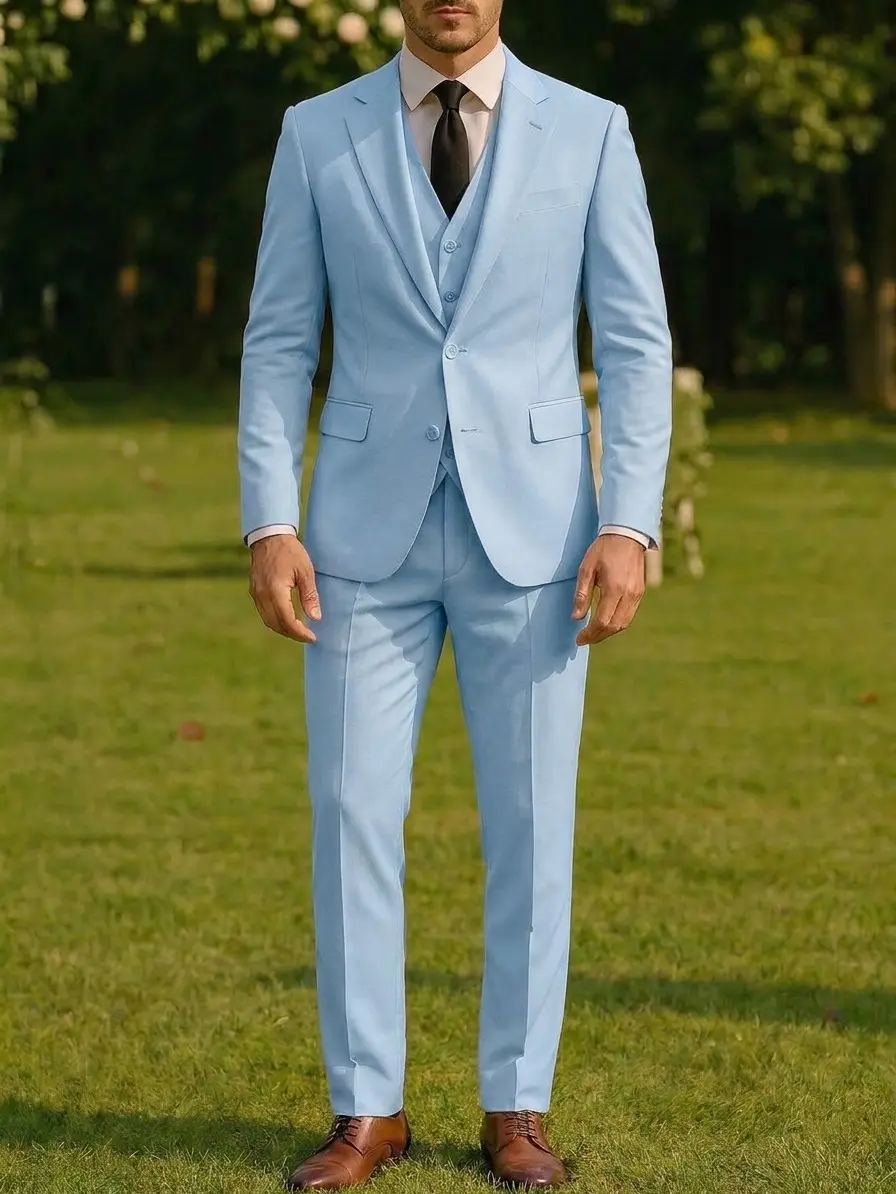 Men's 3-Piece Solid Color Elegant Business Suits, Suitable For Parties, Formal Events, Groom's Wedding Attire, Vintage Style Suits Menswear Formal Suit Set Wedding Grooms Suit