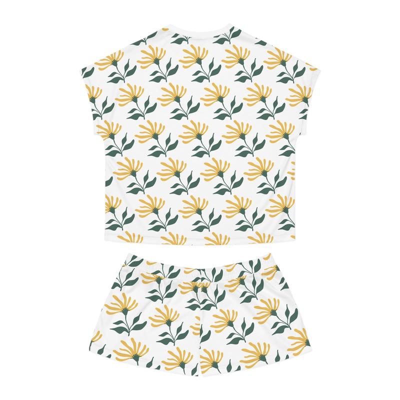 Yellow Flower Women's Short Pajama Set