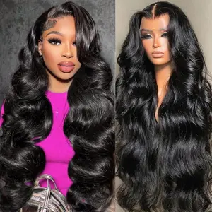 13x6 Body Wave Lace Front Wigs Human Hair Pre Plucked Pre Bleached 180 Density Soft Human Hair Wigs For Women 28 Inch HD Lace Frontal Wig With Baby Hair