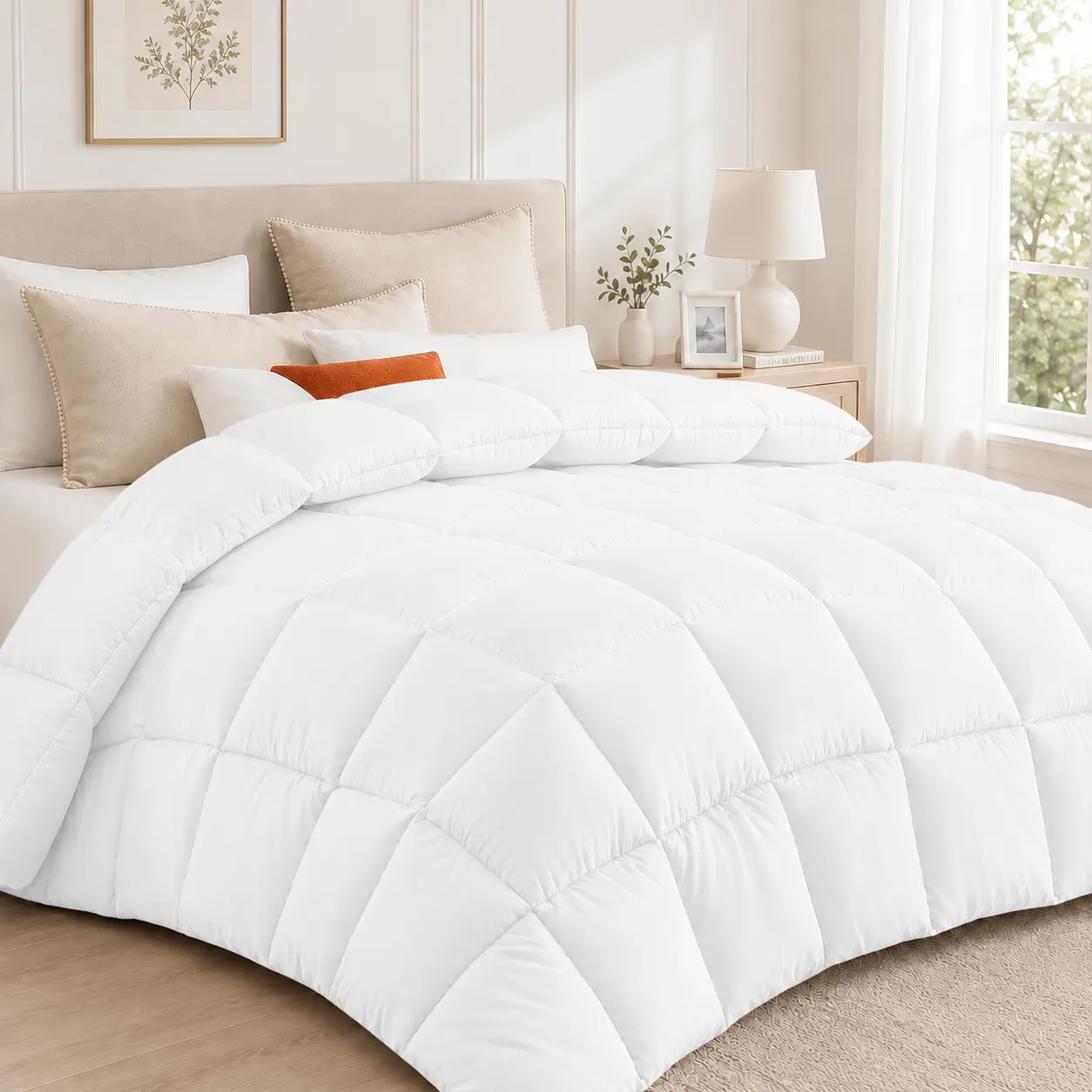 Lux Decor All Season Quilted 1pc Comforter, Box Stitching Down Alternative Duvet Insert, Machine Washable, Oeko TEX Certified, Available in 6 Colors GentleSoft Down Alternative Bedding Blanket with Corner Tabs