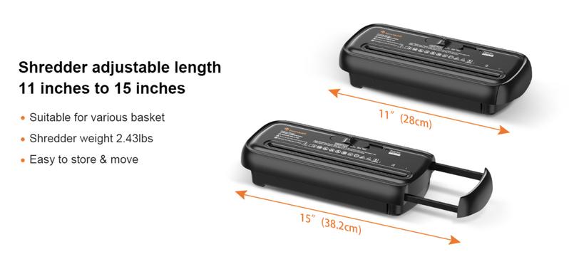 Bonsaii Paper Shredder for Home Use, 6 Sheet Strip Cut Small Paper Shredder Without Basket, Portable Shredder Extendable Arm Design (S123-B)