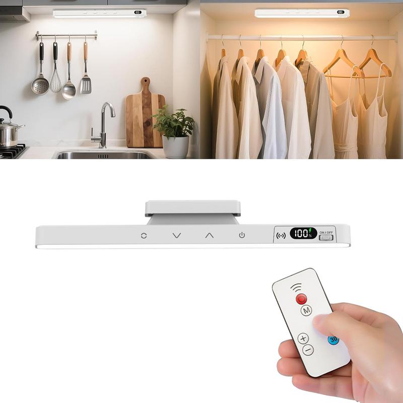 5W Rechargeable Light Bar - Touch Control 3-Color Adjustable, 120 LED Mirror Light with Magnetic Base, Battery Powered Stick-on Lamp for Cabinet, Closet, Kitchen, Bedroom, Bathroom, Wall