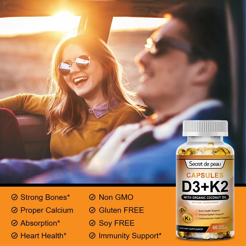 Your Capsules D3 + K2 Vitamin Supplement,Supports Immune System,Heart,Bones,120 Vegen Capsules Healthcare Dietary Bathroom