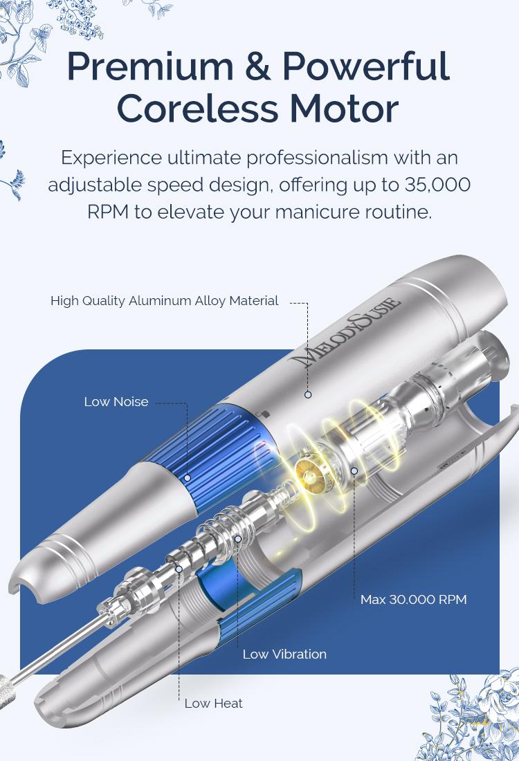 MelodySusie SM200F Plus Nail Drill Art Design Gift Box, for Nail Care, Rechargeable Lightweight 35000RPM Manicure