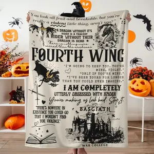 1pc Fourth Wing Dragon Knight Blanket, Retro Mysterious Castle, Dragon, Flannel Blanket With Inspirational Quotes